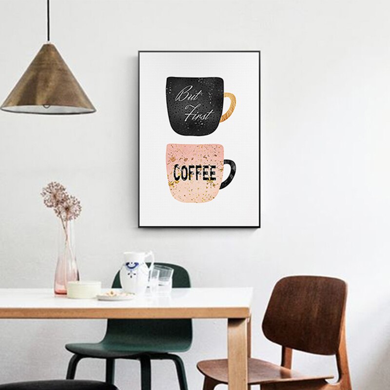 Coffee Cup Afternoon Tea Painting Cute Poster And Print Wall Art For Dining Room Cafe HD Laminas