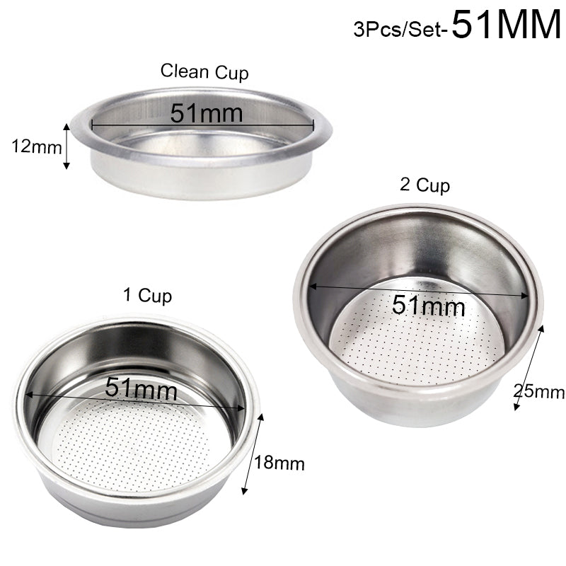 Coffee Filter 1Cup 2Cup 4Cup Blind Bowl 51/53/58mm Non Pressurized Portafilter Basket