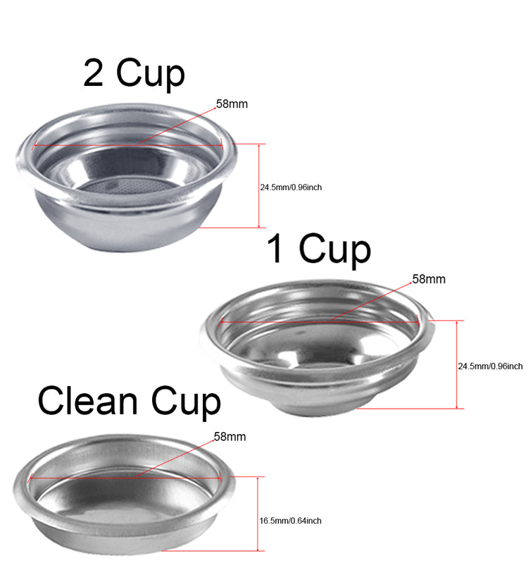 Coffee Filter 1Cup 2Cup 4Cup Blind Bowl 51/53/58mm Non Pressurized Portafilter Basket