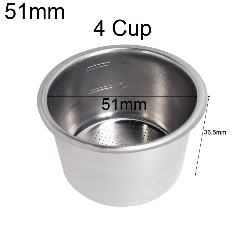 Coffee Filter 1Cup 2Cup 4Cup Blind Bowl 51/53/58mm Non Pressurized Portafilter Basket