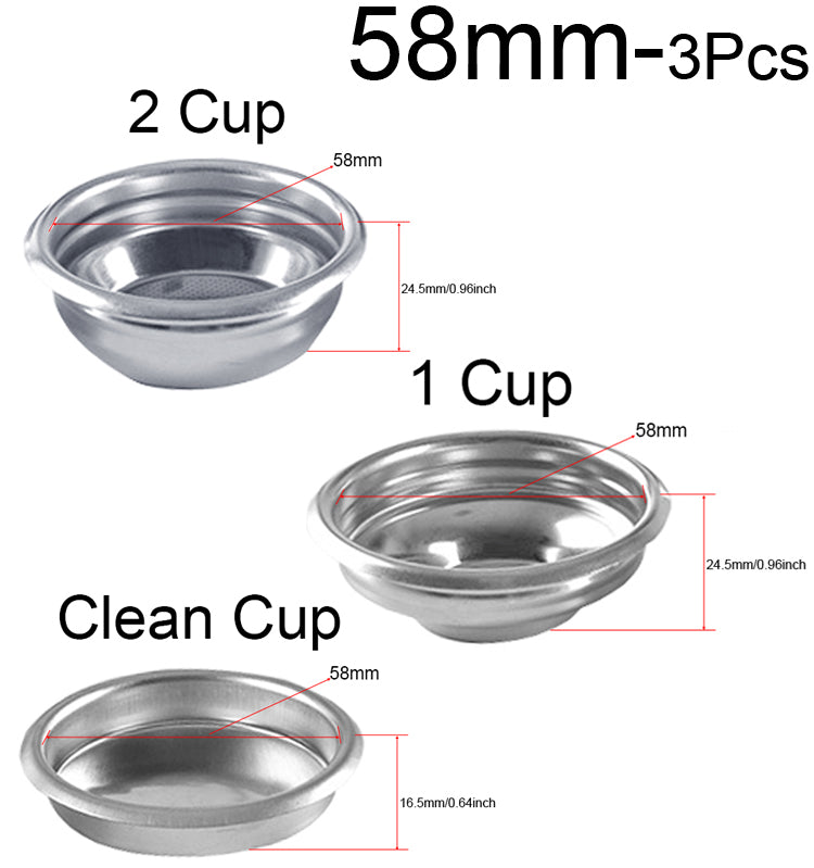 Coffee Filter 1Cup 2Cup 4Cup Blind Bowl 51/53/58mm Non Pressurized Portafilter Basket