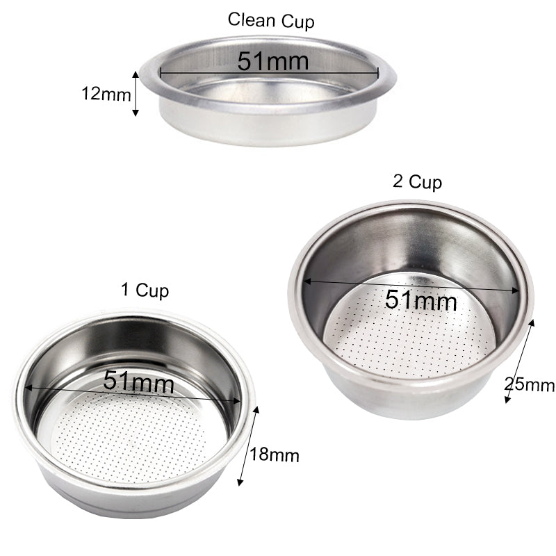 Coffee Filter 1Cup 2Cup 4Cup Blind Bowl 51/53/58mm Non Pressurized Portafilter Basket