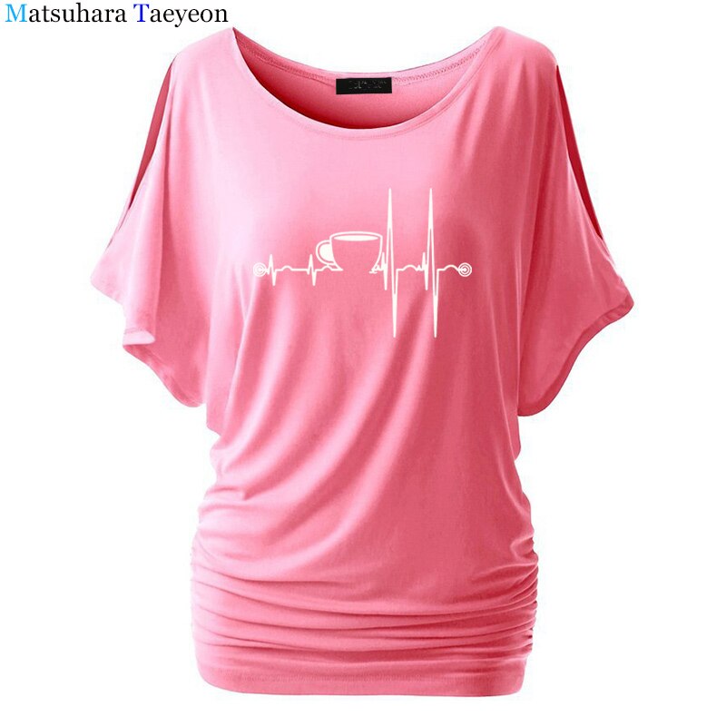 Coffee Heartbeat Graphic Tees Women Tumblr Hipster Punk Harajuku T-shirt Summer Funny T-Shirts