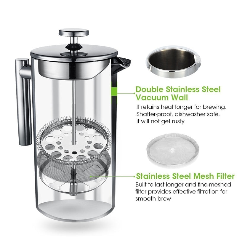 Coffee Press Stainless Steel French Press Cafetiere Coffee Maker Double Walled Construction