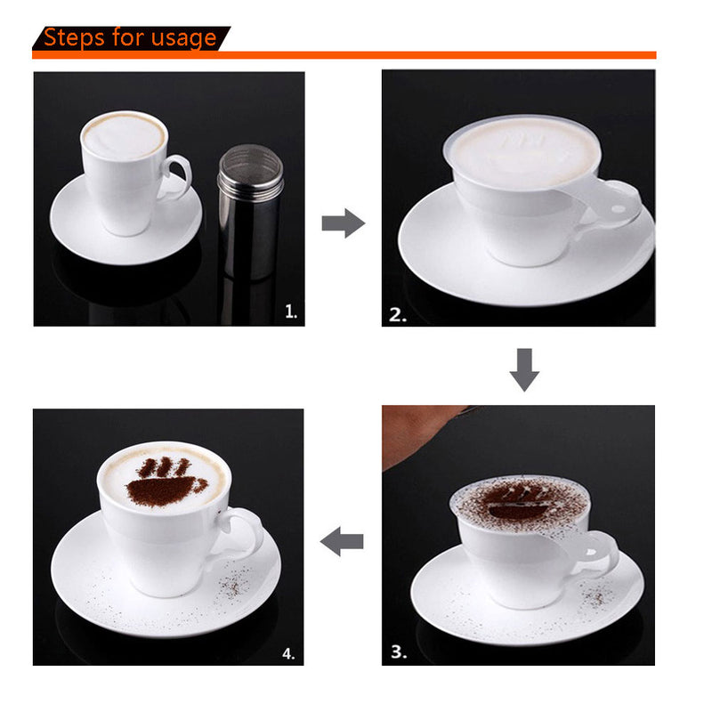 Coffee Stencils 16pcs/Set Drawing Die Tools Fancy Coffee Printing Model Plastic Spray Template