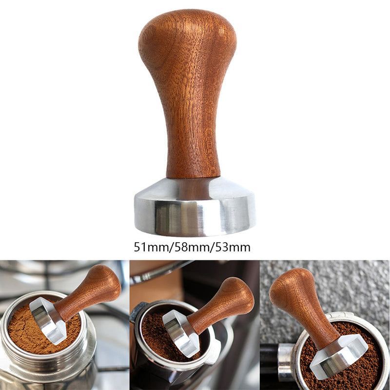 Coffee Tamper Powder Hammer Pressing Wooden Handle Coffee Distributor for Coffee and Espresso Mat