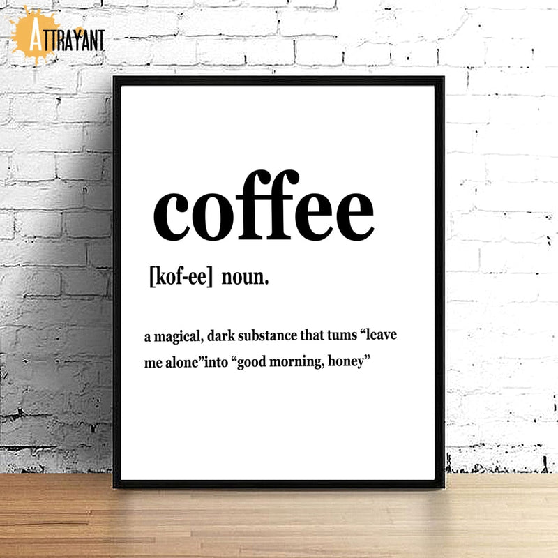 Coffee Tea Quote Black White Minimalism Wall Art Canvas Painting Nordic Posters And Prints Wall Pictures