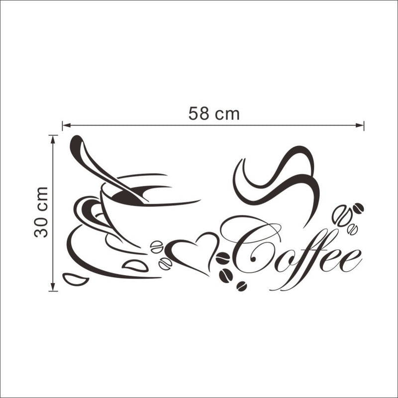 Coffee cup with heart stickers shop kitchen decorations diy home decal vinyl art room mural poster
