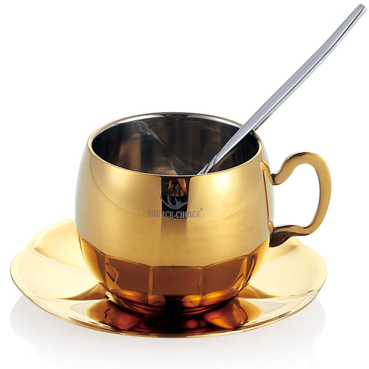 Continental 304 stainless steel coffee cup Espresso coffee set Milk tea cup  three-piece  gold