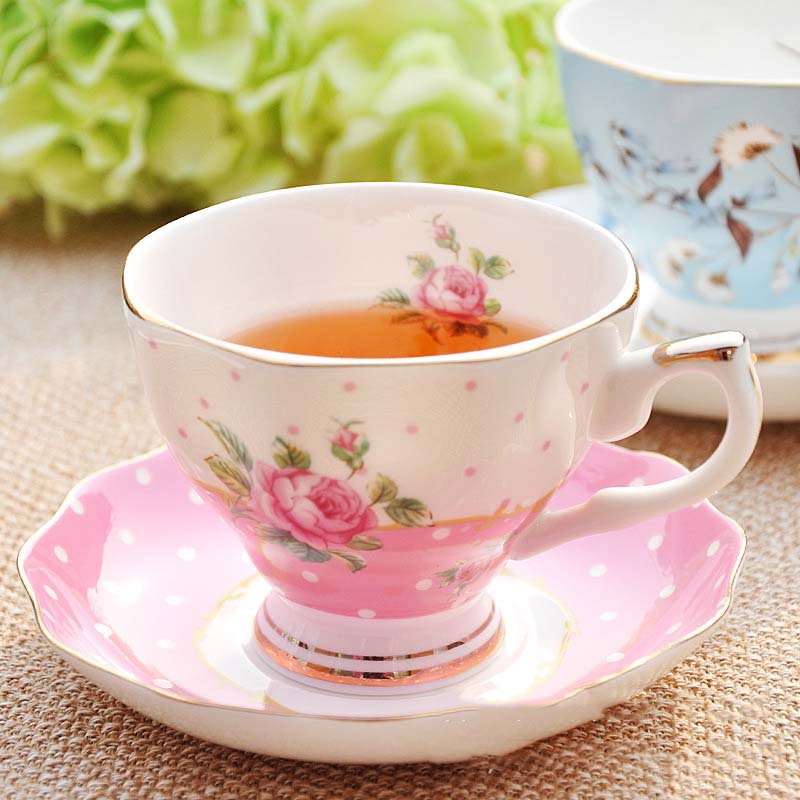 Cup ceramic creative European - style with lid large - capacity bone china cups breakfast cup milk