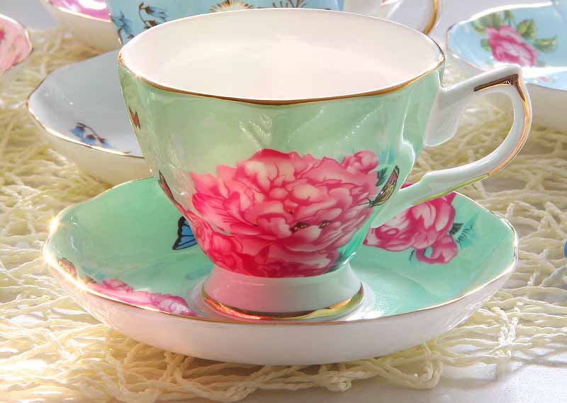 Cup ceramic creative European - style with lid large - capacity bone china cups breakfast cup milk