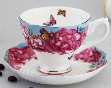 Cup ceramic creative European - style with lid large - capacity bone china cups breakfast cup milk