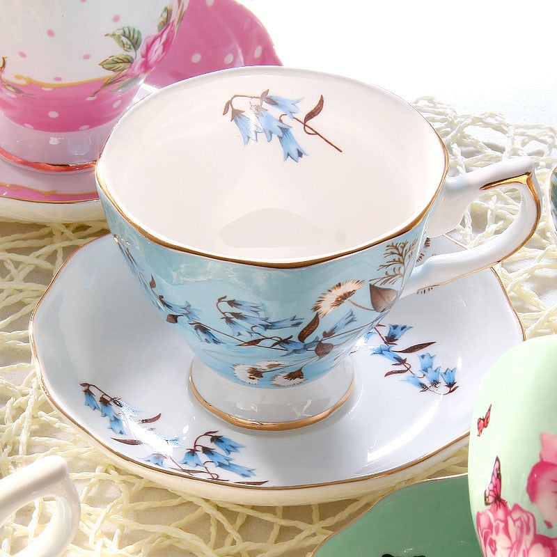 Cup ceramic creative European - style with lid large - capacity bone china cups breakfast cup milk