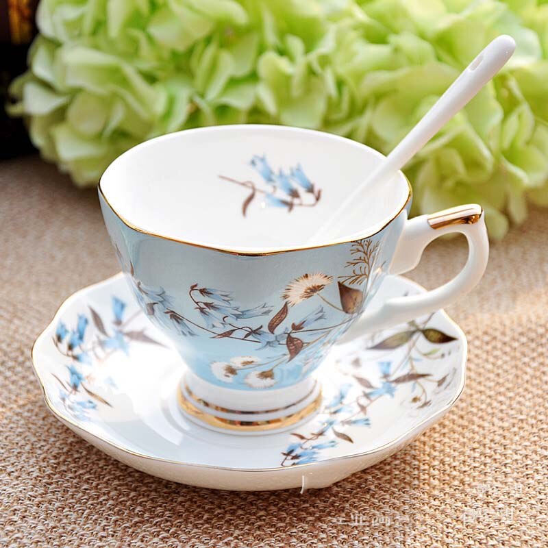 Cup ceramic creative European - style with lid large - capacity bone china cups breakfast cup milk