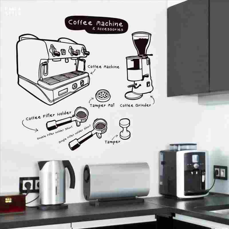 DCTAL Coffee Sticker Food Decal Cafe Poster Vinyl Art Wall Decals Pegatina Quadro Parede Decor
