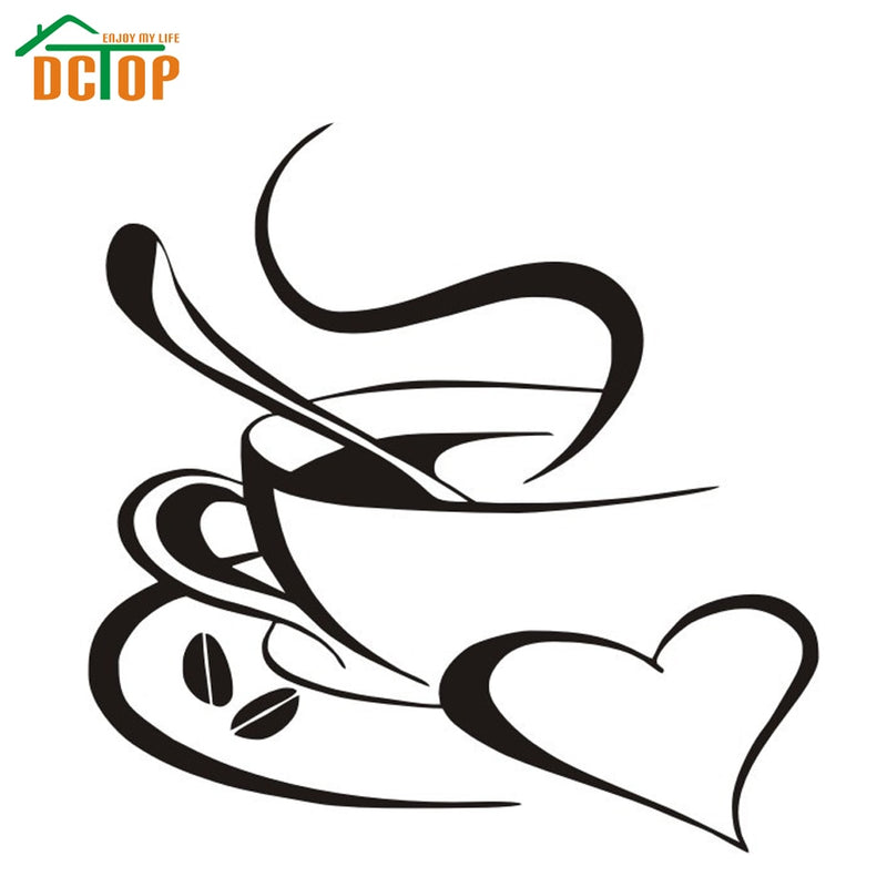 DCTOP A Cup Of Coffee Vinyl Art Wall Stickers Home Decor Creative Cafe Shop Stickers Wall Decoration