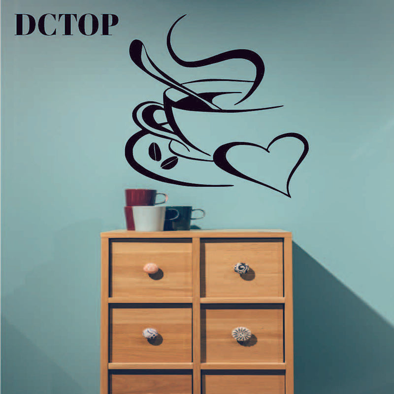 DCTOP A Cup Of Coffee Vinyl Art Wall Stickers Home Decor Creative Cafe Shop Stickers Wall Decoration