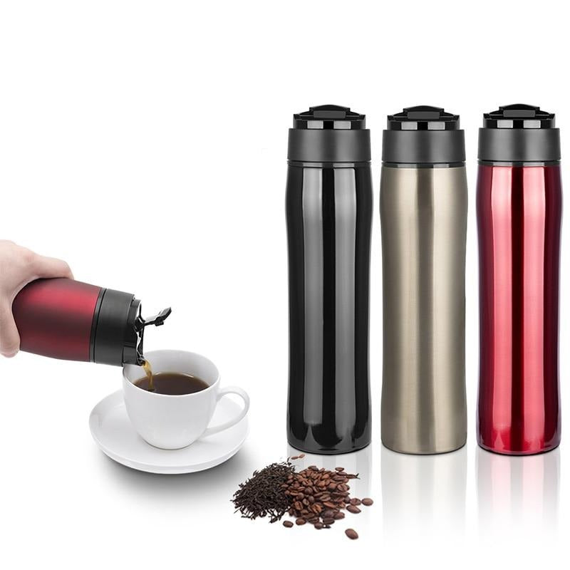 Duolvqi Portable French Press Pot Insulation Cold Stainless Steel Filter For Tea and Coffee Creative