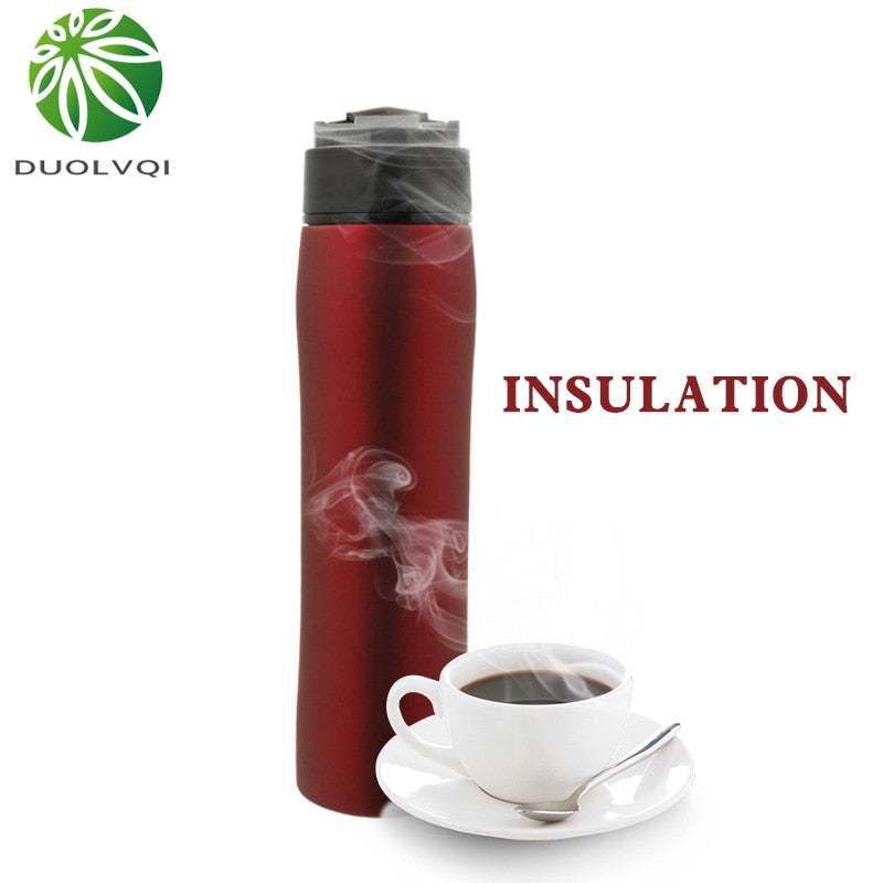 Duolvqi Portable French Press Pot Insulation Cold Stainless Steel Filter For Tea and Coffee Creative