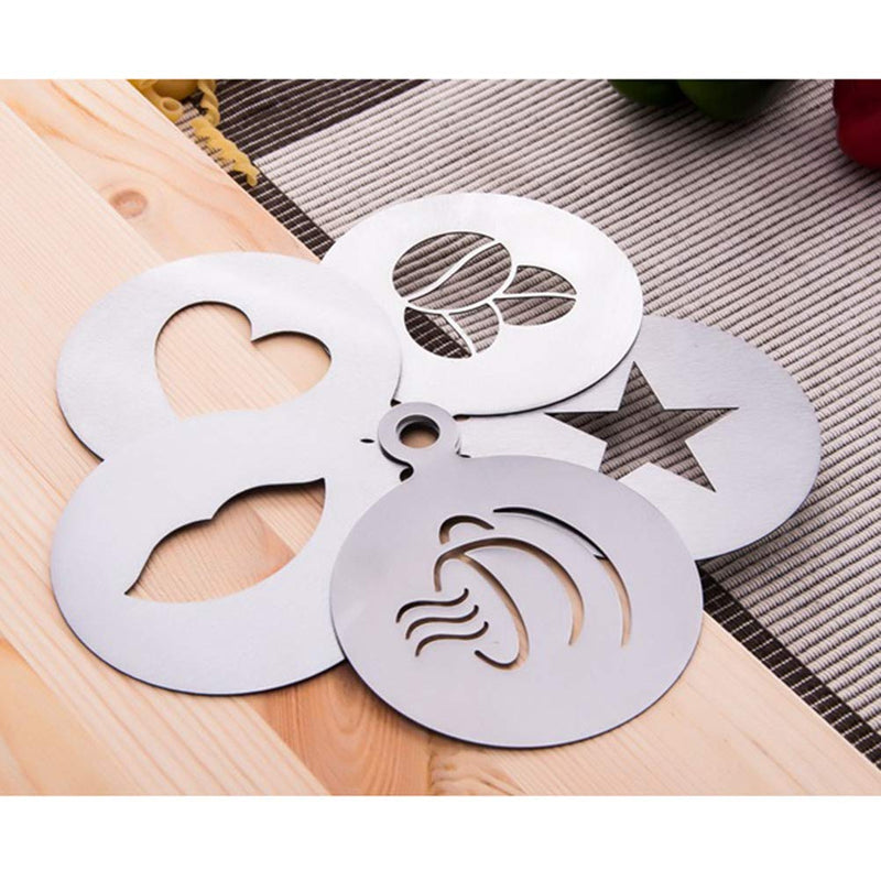 ERMAKOVA 6 Pcs Coffee Decorating Stencils Stainless Steel Coffee Art Stencils Barista Template for