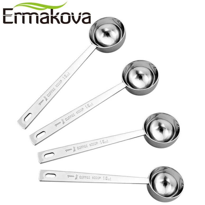 ERMAKOVA Coffee Scoop Stainless Steel Measuring Scoop 1 Cup Ground Coffee Sugar Measuring Scoop 15