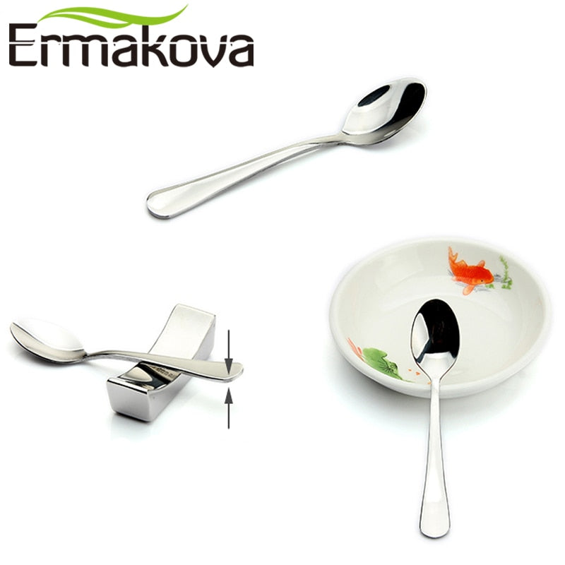 ERMAKOVA Set of 2 Espresso Spoon 4 Inches Mini Coffee Spoon Small Bistro Spoon for Dessert Stainless