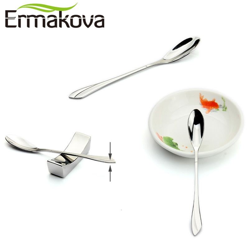 ERMAKOVA Set of 2 Espresso Spoon 4 Inches Mini Coffee Spoon Small Bistro Spoon for Dessert Stainless