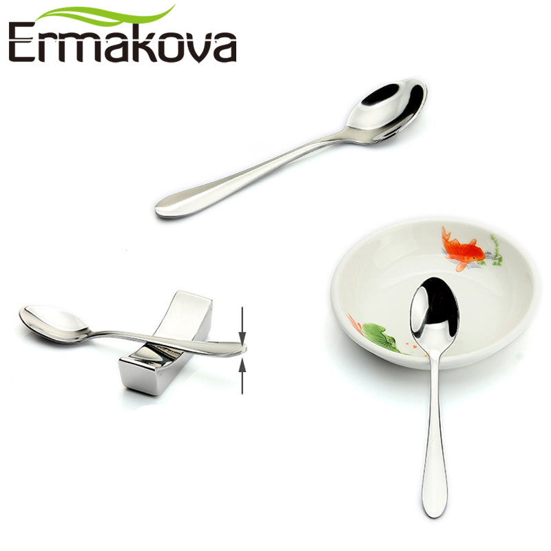ERMAKOVA Set of 2 Espresso Spoon 4 Inches Mini Coffee Spoon Small Bistro Spoon for Dessert Stainless