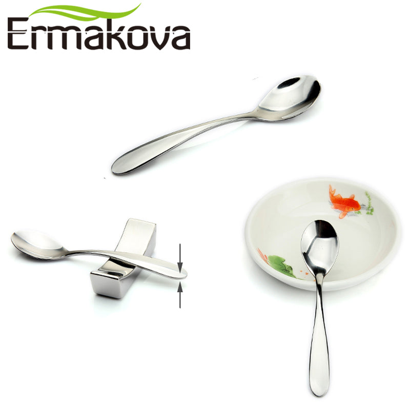 ERMAKOVA Set of 2 Espresso Spoon 4 Inches Mini Coffee Spoon Small Bistro Spoon for Dessert Stainless