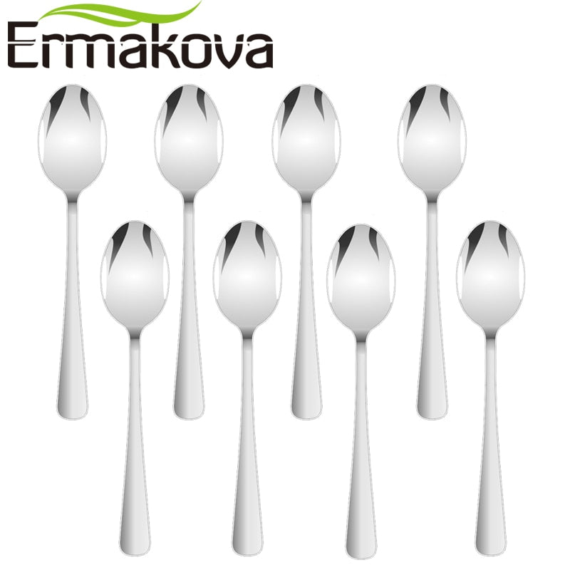 ERMAKOVA Set of 8 Espresso Spoon 4 Inches Mini Coffee Spoon Small Bistro Spoon for Dessert Stainless