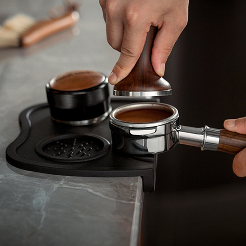 Espresso Coffee Tampers Mat Fluted Coffee Tampering Corner Mat Pad Anti-skid Food Safe Silicone