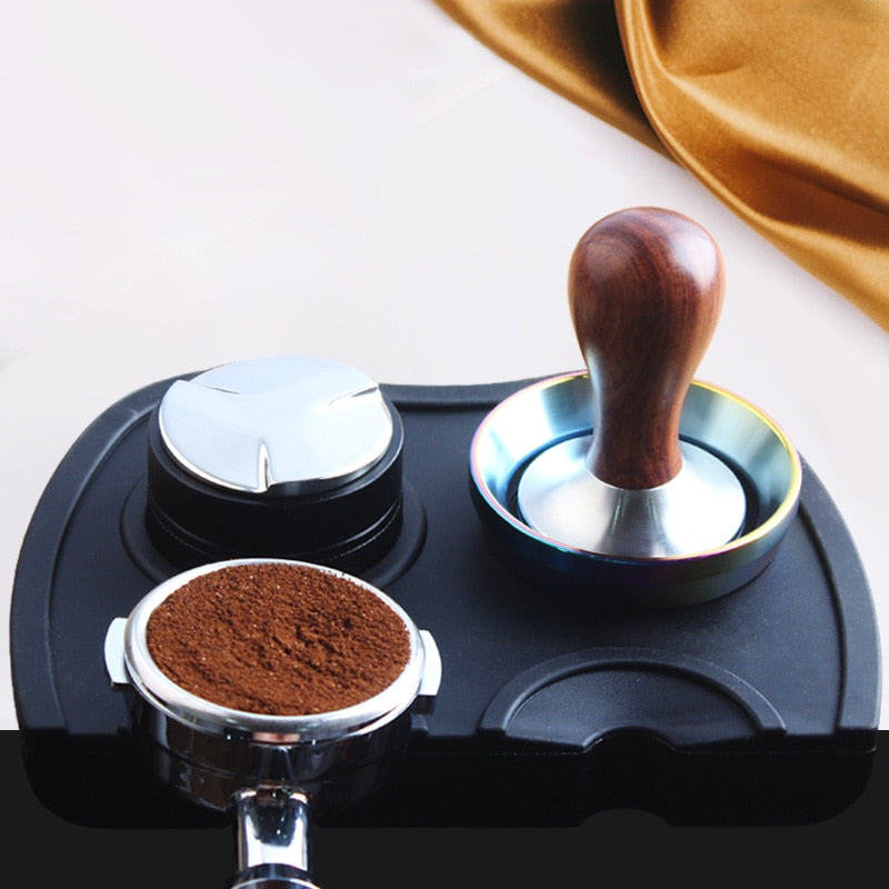 Espresso Coffee Tampers Mat Fluted Coffee Tampering Corner Mat Pad Anti-skid Food Safe Silicone
