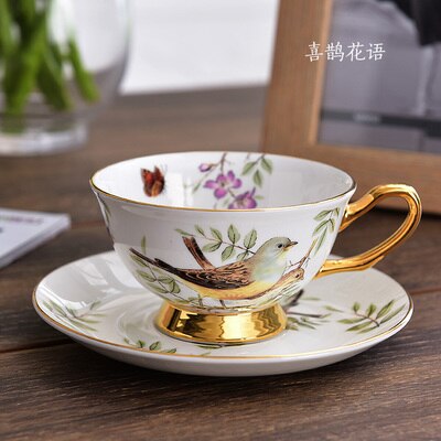 European Beautiful Fashion Bone China Coffee Cup and Saucer Set White Porcelain Teacup Creative