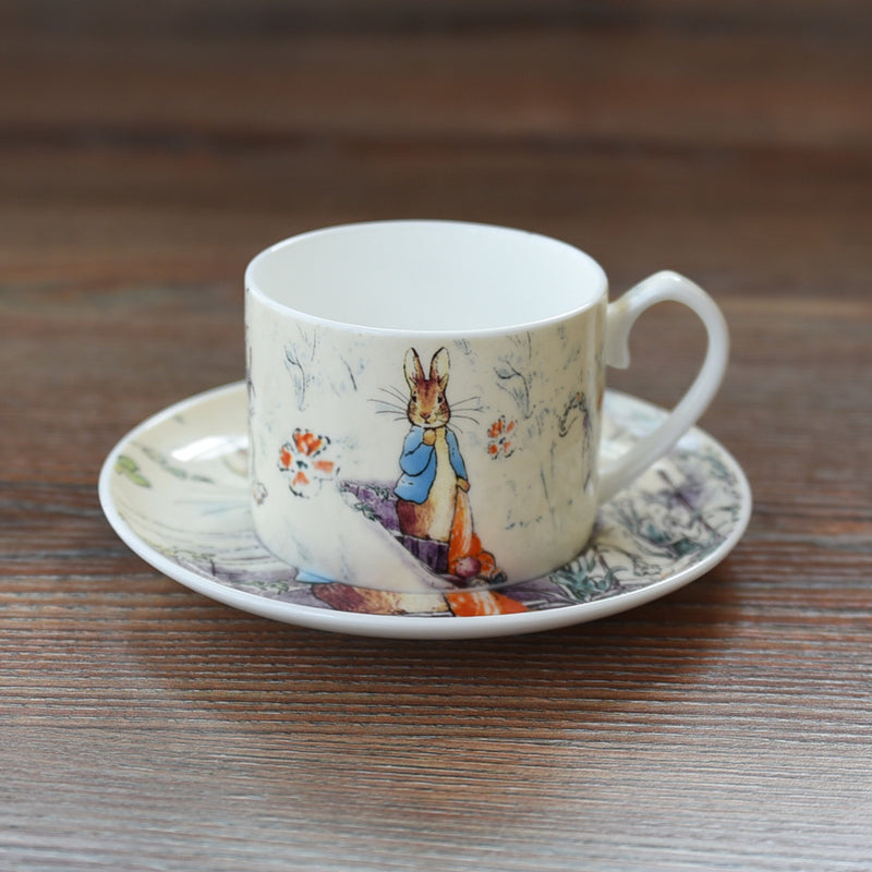 Export Britain Bone China Coffee Cup Saucer Sets England Cartoon Peter Rabbit Red Teacup Milk