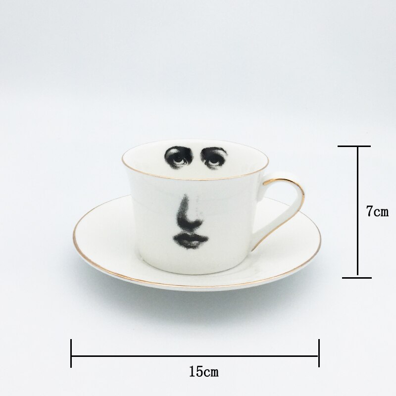 Eye and Nose Coffee Cup and Saucer Set Quality Bone ChinaTazza Afternoon Tea Supply Elegant