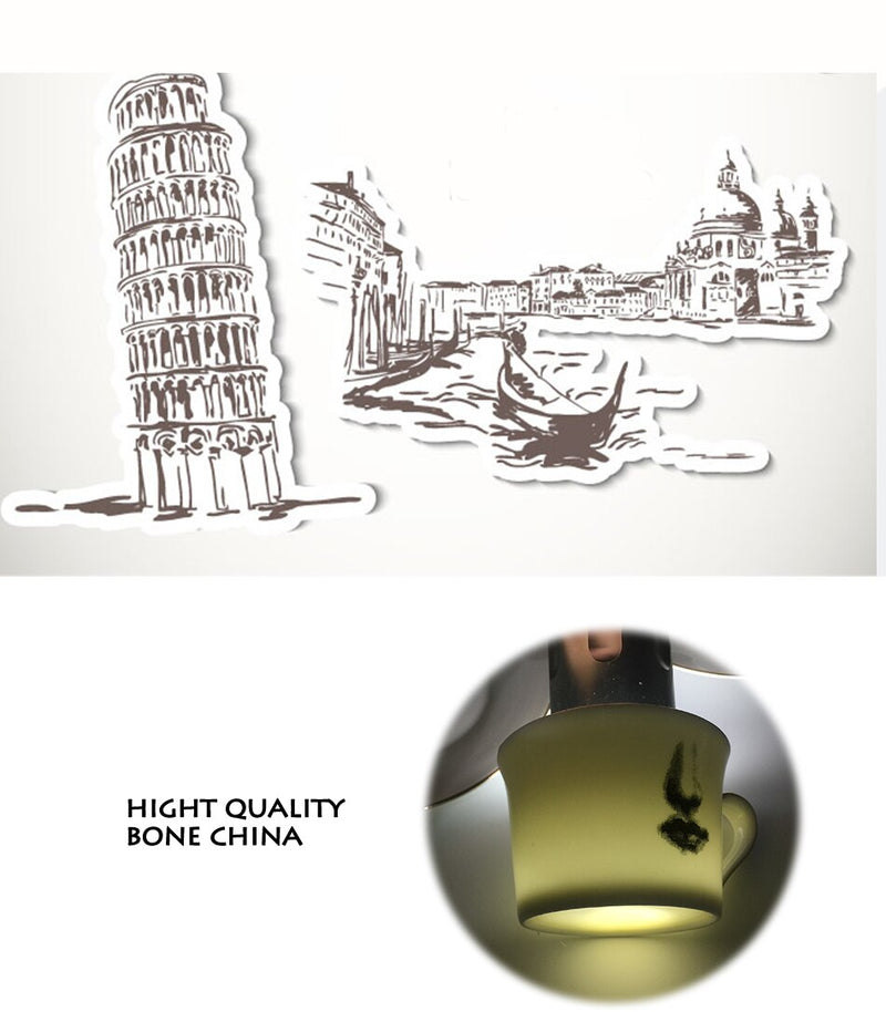 Eye and Nose Coffee Cup and Saucer Set Quality Bone ChinaTazza Afternoon Tea Supply Elegant
