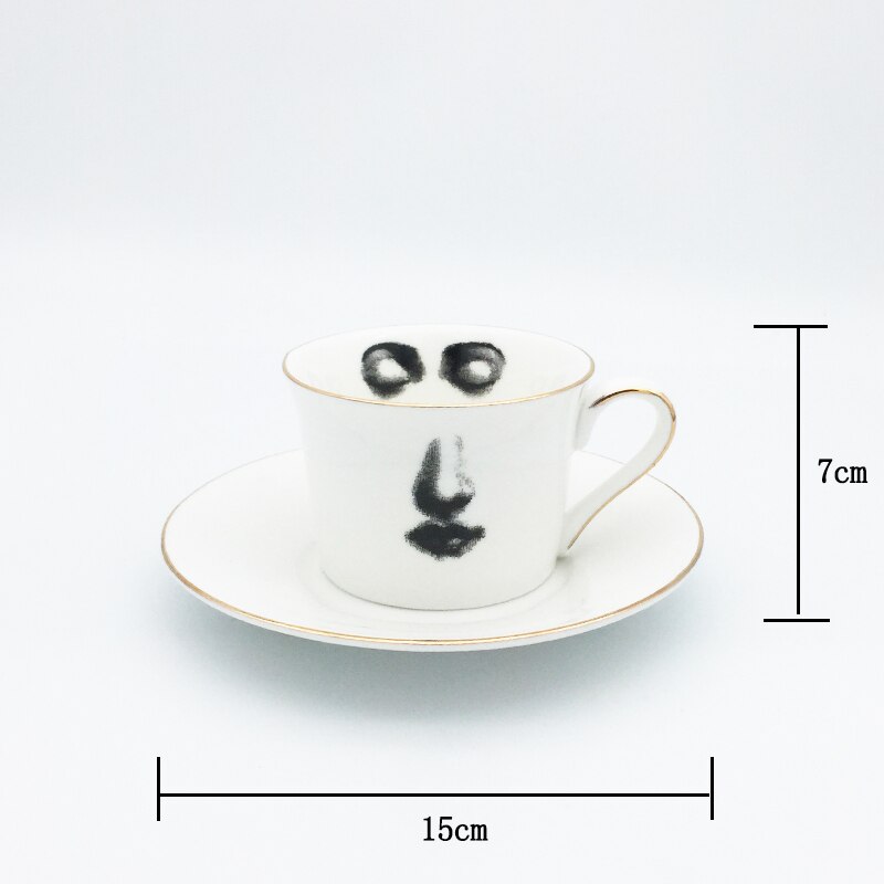 Eye and Nose Coffee Cup and Saucer Set Quality Bone ChinaTazza Afternoon Tea Supply Elegant