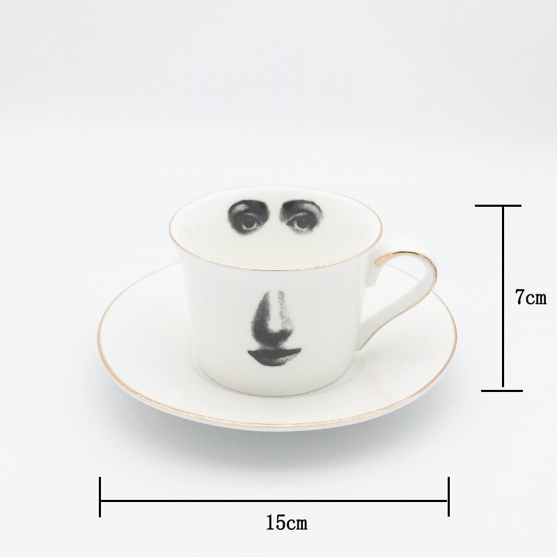 Eye and Nose Coffee Cup and Saucer Set Quality Bone ChinaTazza Afternoon Tea Supply Elegant