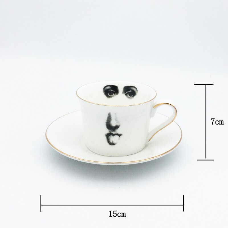 Eye and Nose Coffee Cup and Saucer Set Quality Bone ChinaTazza Afternoon Tea Supply Elegant