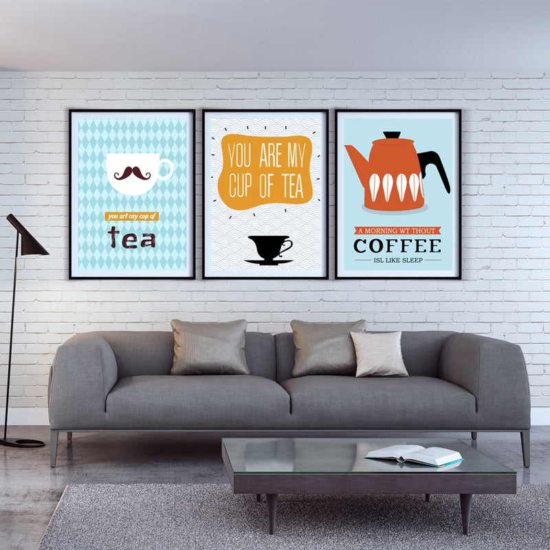 FGHGF Trio Painting Modern Fashion Coffee Tea A4 Canvas Painting Art Print Poster Picture Wall