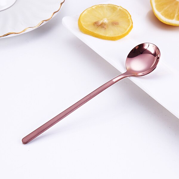 FHEAL 1pc Coffee Scoops Stainless Steel Simple Design Tea Coffee Spoon Coffeeware Fruit Rice Cake