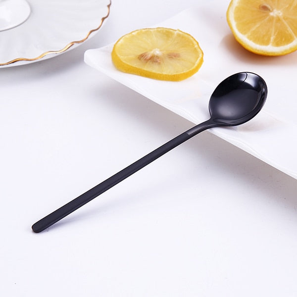 FHEAL 1pc Coffee Scoops Stainless Steel Simple Design Tea Coffee Spoon Coffeeware Fruit Rice Cake