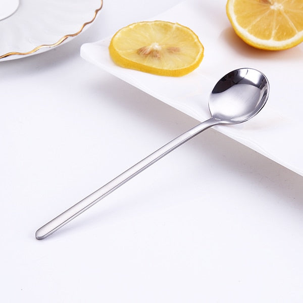 FHEAL 1pc Coffee Scoops Stainless Steel Simple Design Tea Coffee Spoon Coffeeware Fruit Rice Cake