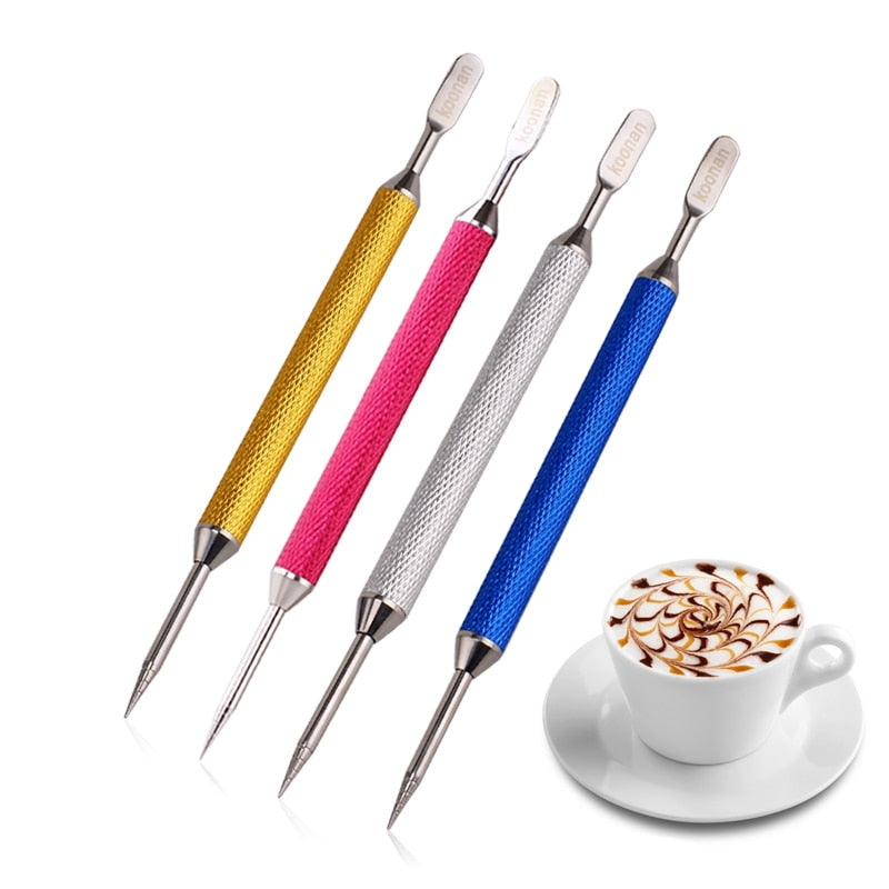 1pc 4 colors Coffee espresso Latte Art Pen Stainless Steel Tool Milk foam