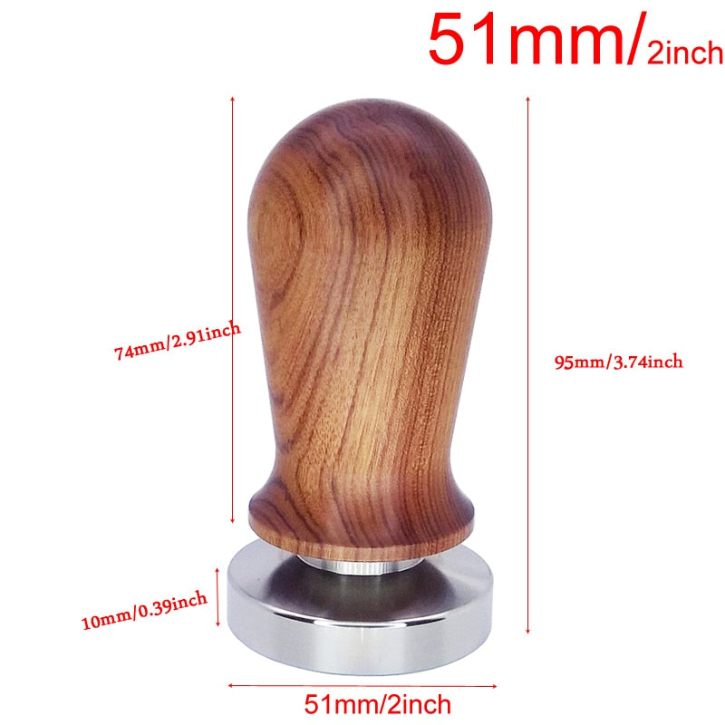 Food Grade 51/53/58mm Coffee Tamper Wooden Handle Barista Espresso maker Grinder Handmade High