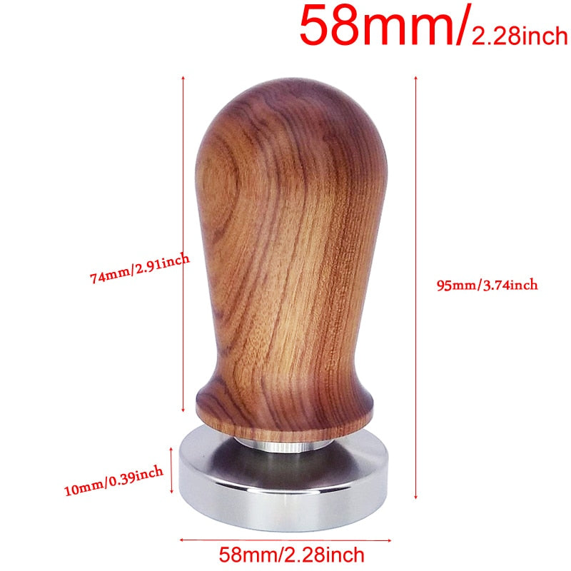 Food Grade 51/53/58mm Coffee Tamper Wooden Handle Barista Espresso maker Grinder Handmade High