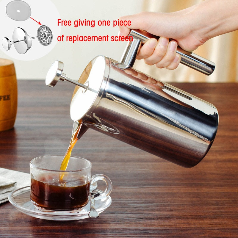 French Press Coffee Maker Best Double Walled Stainless Steel Cafetiere Insulated Coffee Tea Maker