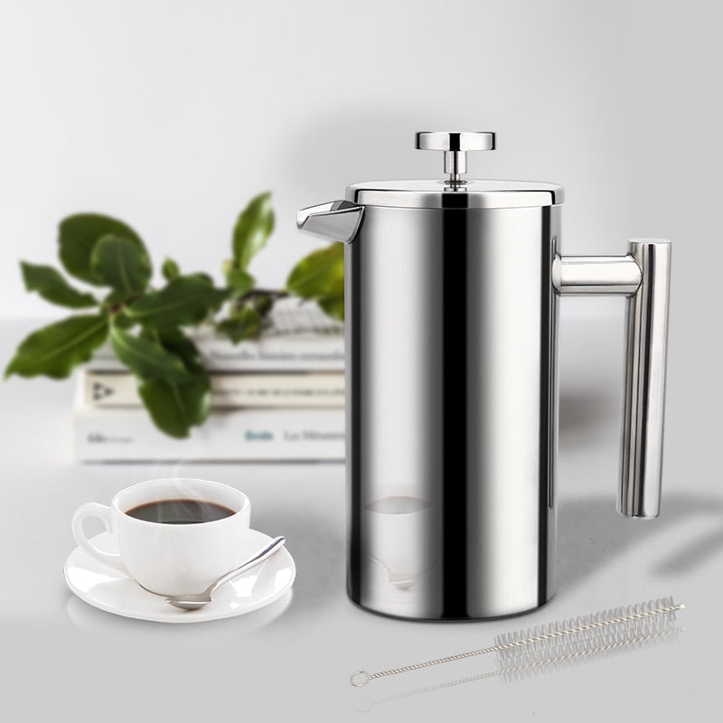 French Press Coffee Maker Double Walled Stainless Steel Cafetiere Insulated Coffee Tea Maker Pot