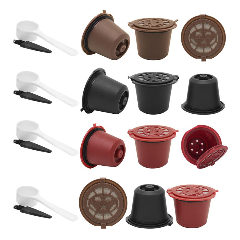 1/3/4PCS Nespresso Refillable Coffee Capsule Cup Reusable Coffee Capsule Spoon Brush Coffee Filters