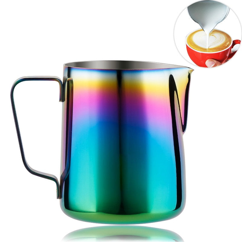 Milk Frothing Pitcher Stainless Steel, Rainbow Color Custom Coffee Mugs, Milk Steaming Frother